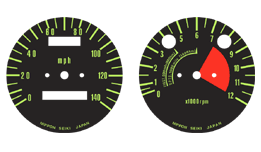 1973 Kawasaki H2 gauge faces